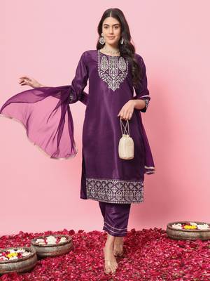  women kurta and trousers pant set silk blend 2
