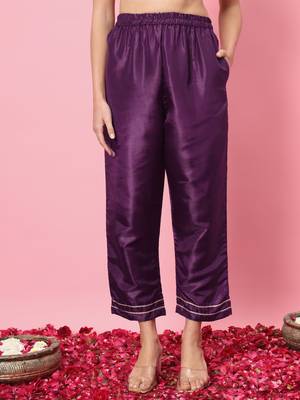  women kurta and trousers pant set silk blend 4