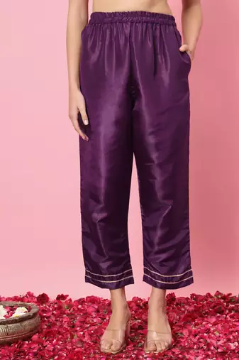  women kurta and trousers pant set silk blend