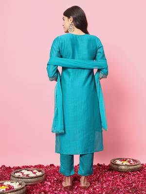  women kurta and trousers pant set silk blend 3