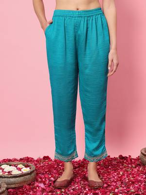  women kurta and trousers pant set silk blend 4