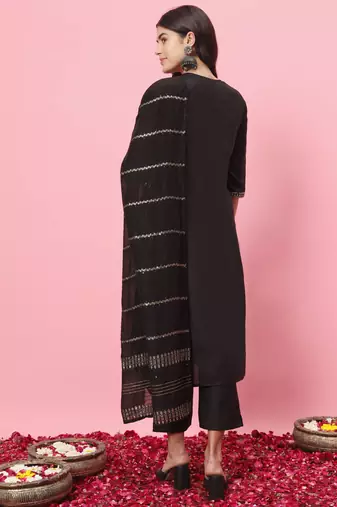  women kurta and trousers pant set cotton blend