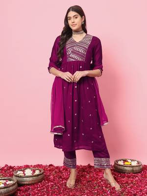  women flared kurta and trousers pant set silk blend 1