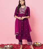  women flared kurta and trousers pant set silk blend