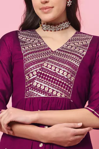  women flared kurta and trousers pant set silk blend
