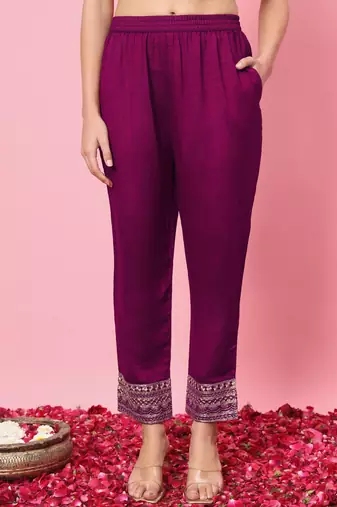  women flared kurta and trousers pant set silk blend