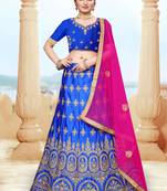 Blue Embrodeired Silk Blend Lehenga With Blouse 