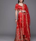 Red Embrodired Sattin Silk Lehenga With Blouse 