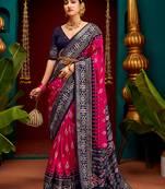 Magenta colour sambalpuri printed lightwear silk saree