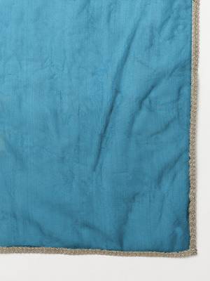 teal color embroidered silk blend styles kurta trouser with dupatta 6