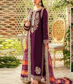 Wine georgette pakistani salwar suit with dupatta