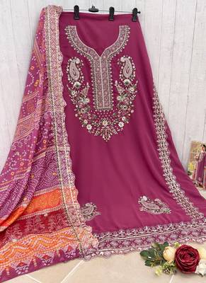 Light purple georgette pakistani salwar suit with dupatta 3