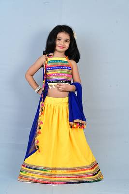 Aglare emdroydered ,cotton ethnic Lehenga choli for small girls,Girls,Baby girls,kids.Multi 1
