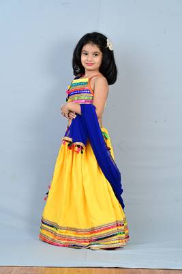 Aglare emdroydered ,cotton ethnic Lehenga choli for small girls,Girls,Baby girls,kids.Multi 3