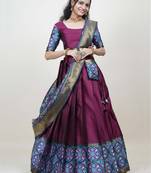Premium Woven with Zari Work Semi-Stitched Half Saree with Unstitched Blouse with Dupatta