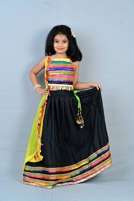 Aglare Kids embroidered ,cotton ethnic Lehenga choli for small girls,.Multi 1