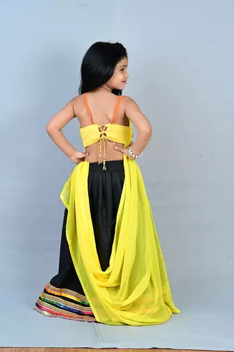 Aglare Kids embroidered ,cotton ethnic Lehenga choli for small girls,.Multi