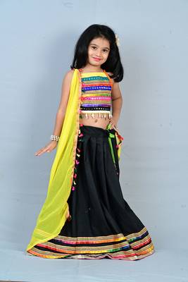 Aglare Kids embroidered ,cotton ethnic Lehenga choli for small girls,.Multi 3
