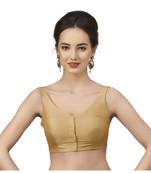 Gold Silk Sleeveless Saree Blouse with V Neckline
