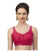 Rani Pink Silk Sleeveless Saree Blouse with V Neckline