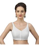 White Silk Sleeveless Saree Blouse with V Neckline