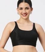 Black Silk Sleeveless Saree Blouse with U Neckline