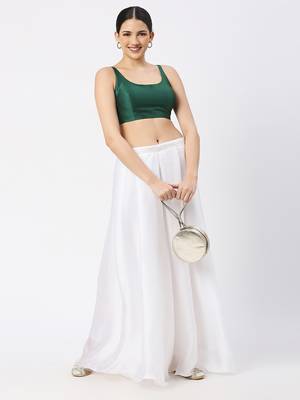 Dark Green Silk Sleeveless Saree Blouse with U Neckline 5