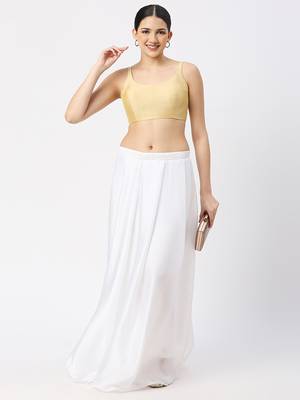 Gold Silk Sleeveless Saree Blouse with U Neckline 5