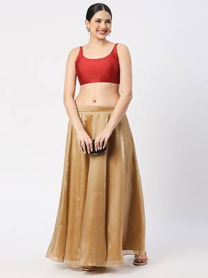 Maroon Silk Sleeveless Saree Blouse with U Neckline 5