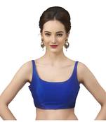 Royal Blue Silk Sleeveless Saree Blouse with U Neckline