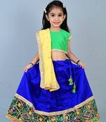 Aglare Brocade ,cotton ethnic Lehenga choli for small girls,Girls,Baby girls,kids.Green Blue