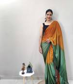Buy Orange Dyed Ready To Wear Saree Unstitched Blouse Piece