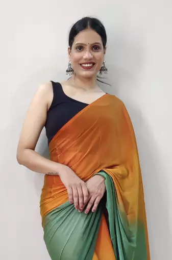 Orange Dyed Ready To Wear Saree Unstitched Blouse Piece