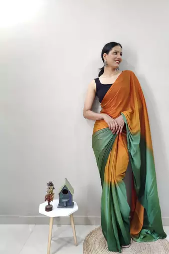 Orange Dyed Ready To Wear Saree Unstitched Blouse Piece