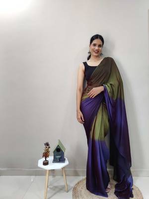 Green Dyed Ready To Wear Saree Unstitched Blouse Piece 1