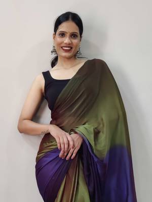 Green Dyed Ready To Wear Saree Unstitched Blouse Piece 2