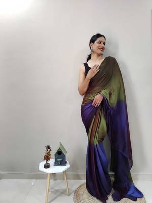 Green Dyed Ready To Wear Saree Unstitched Blouse Piece 3