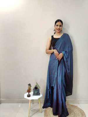 Blue Dyed Ready To Wear Saree Unstitched Blouse Piece 1