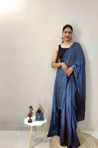 Blue Dyed Ready To Wear Saree Unstitched Blouse Piece
