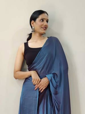 Blue Dyed Ready To Wear Saree Unstitched Blouse Piece 2