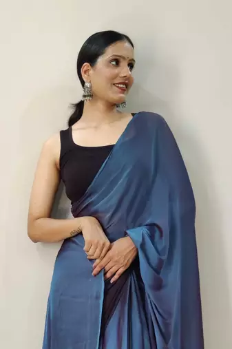 Blue Dyed Ready To Wear Saree Unstitched Blouse Piece