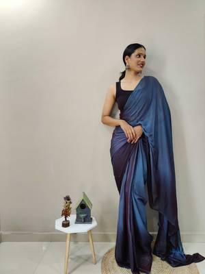 Blue Dyed Ready To Wear Saree Unstitched Blouse Piece 3