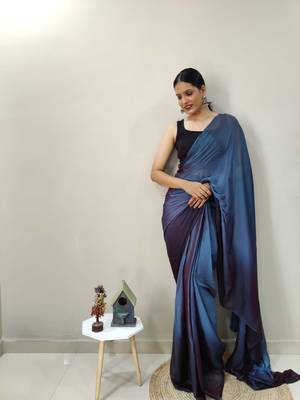 Blue Dyed Ready To Wear Saree Unstitched Blouse Piece 4