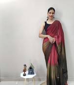 Red Dyed Ready To Wear Saree Unstitched Blouse Piece