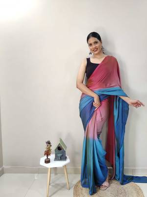Pink Dyed Ready To Wear Saree Unstitched Blouse Piece 1