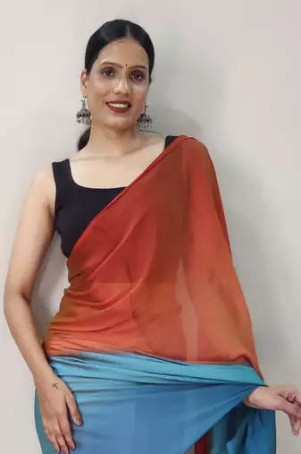 Orange Dyed Ready To Wear Saree Unstitched Blouse Piece