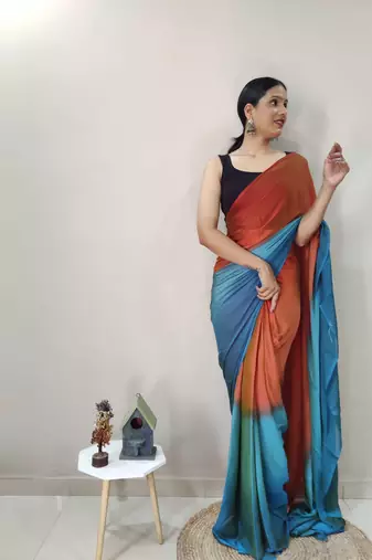 Orange Dyed Ready To Wear Saree Unstitched Blouse Piece