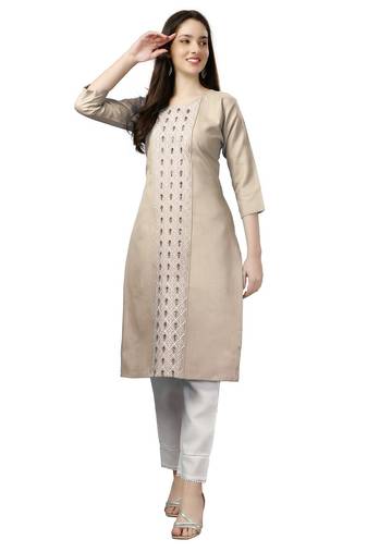 Chikoo Embroidered Kurta