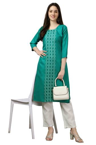 Light Green Embroidered Kurti