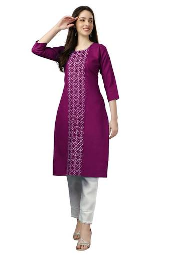 Purple Embroidered Kurti